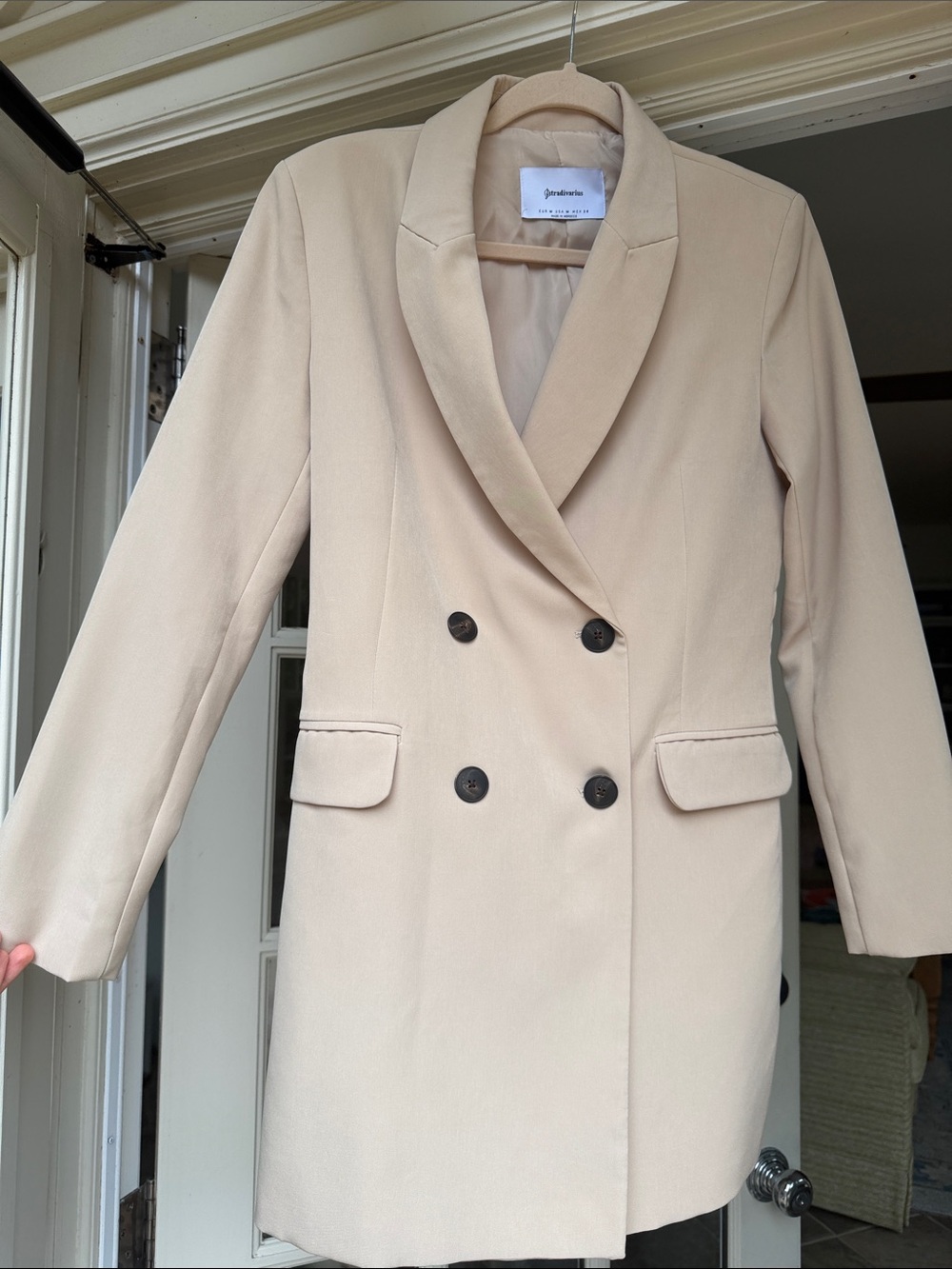 Double-Breasted Cream Blazer Dress